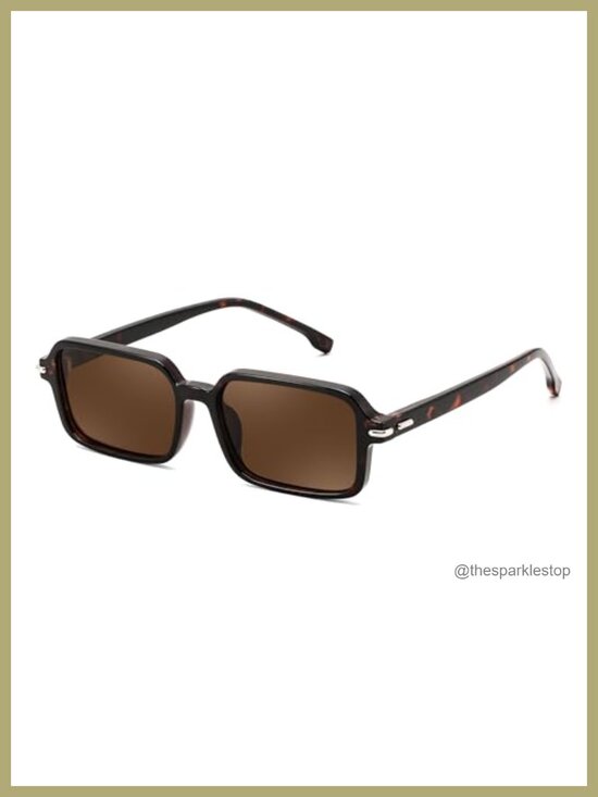 Retro Rectangular Narrow Slim Thin Square UV400 Protection Sunglasses main image 5